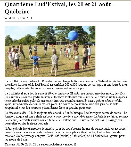 Ouest France 19 Août 2011